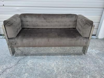 Paul Evans Paul Evans Inspired Cubist Chrome Loveseat Or Sofa