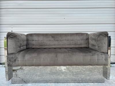 Paul Evans Paul Evans Inspired Cubist Chrome Loveseat Or Sofa