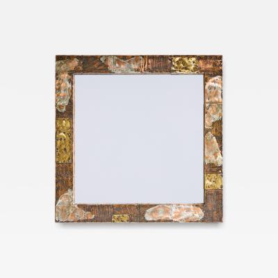 Paul Evans Paul Evans Mid Century Patchwork Copper Brass and Pewter Mirror