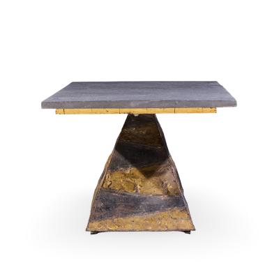Paul Evans Paul Evans Mid Century Welded Enameled Steel Gold Leaf and Slate Coffee Table
