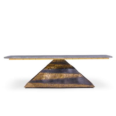 Paul Evans Paul Evans Mid Century Welded Enameled Steel Gold Leaf and Slate Coffee Table