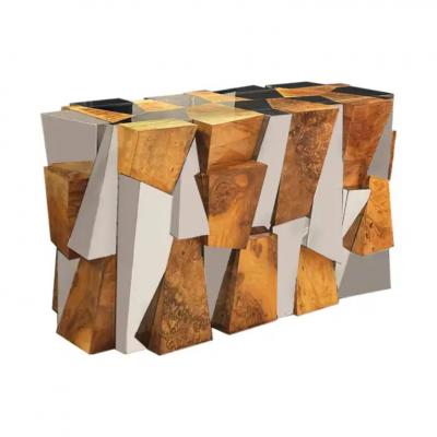 Paul Evans Paul Evans PE400 Faceted Dining Table in Walnut Burl Chrome Plated Steel 1970s