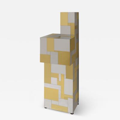 Paul Evans Paul Evans Rare Sculpture Pedestal in Polished Brass and Chrome 1970s Signed 