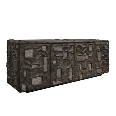 Paul Evans Paul Evans Rare and Important Sculpted Bronze Cabinet with Steel Elements 1969
