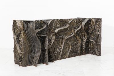 Paul Evans Paul Evans Sculpted Bronze Dining Console Table USA 1969