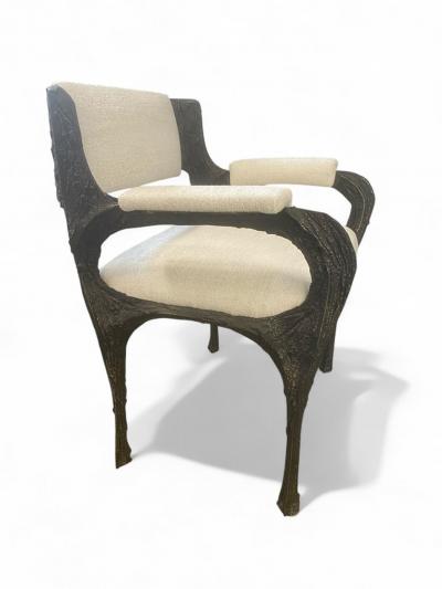 Paul Evans Paul Evans Set of Twelve Brutalist Sculpted Bronze Dining Chairs USA 1970