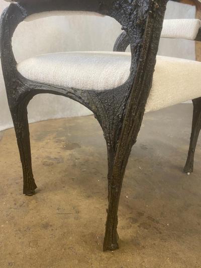 Paul Evans Paul Evans Set of Twelve Brutalist Sculpted Bronze Dining Chairs USA 1970