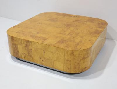 Paul Evans Paul Evans Signed Burl Patchwork Cocktail Table 48 Square
