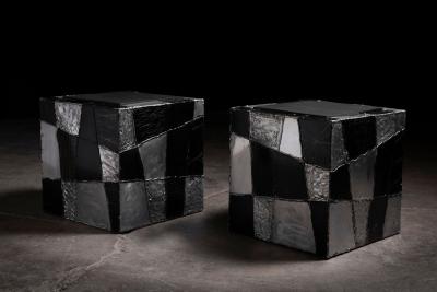 Paul Evans Paul Evans Studio Argente PE 37 Cube Tables Exceptionally Clean Pair 1970s