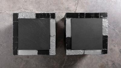 Paul Evans Paul Evans Studio Argente PE 37 Cube Tables Exceptionally Clean Pair 1970s