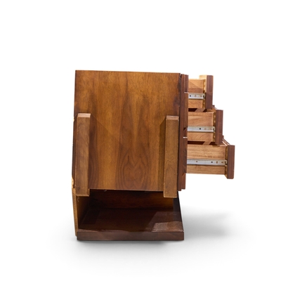 Paul Evans Paul Evans Style Canadian Brutalist Walnut 9 Drawer Pedestal Lowboy Dresser