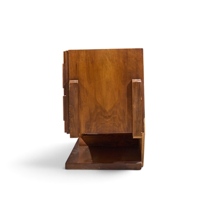 Paul Evans Paul Evans Style Canadian Brutalist Walnut 9 Drawer Pedestal Lowboy Dresser