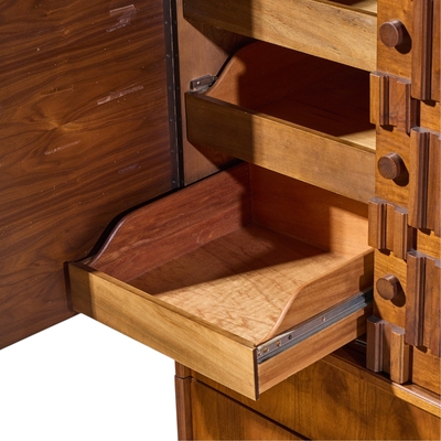 Paul Evans Paul Evans Style Canadian Brutalist Walnut Pedestal Armoire Highboy Dresser