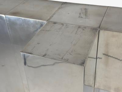 Paul Evans Paul Evans Style Patchwork Chrome Mirrored Wall Shelf USA 1980s