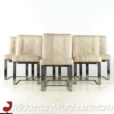 Paul Evans Paul Evans for Directional Chrome Cantilever Dining Chairs Set of 8