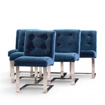 Paul Evans Paul Evans for Directional Mid Century Chrome Cantilever Dining Chair Set of 6