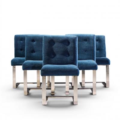 Paul Evans Paul Evans for Directional Mid Century Chrome Cantilever Dining Chair Set of 6