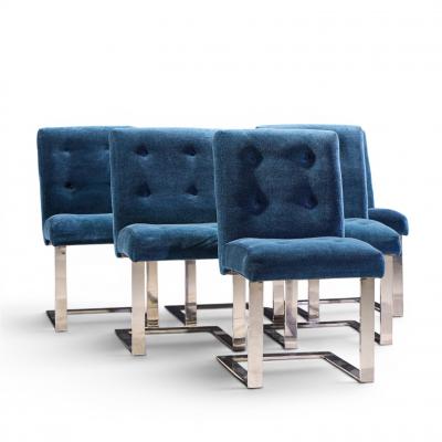 Paul Evans Paul Evans for Directional Mid Century Chrome Cantilever Dining Chair Set of 6