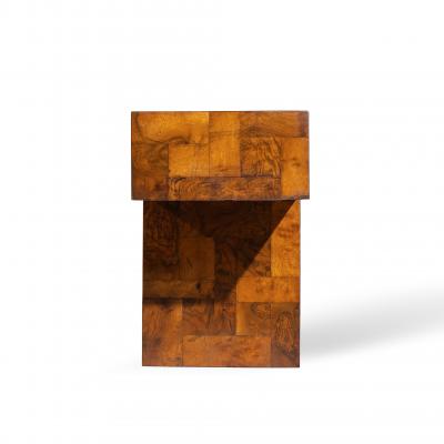 Paul Evans Paul Evans for Directional Mid Century Patchwork Burlwood T Bar Console Table