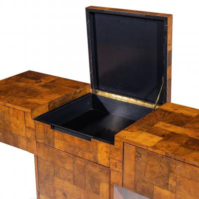 Paul Evans Paul Evans for Directional Mid Century Patchwork Burlwood T Bar Console Table