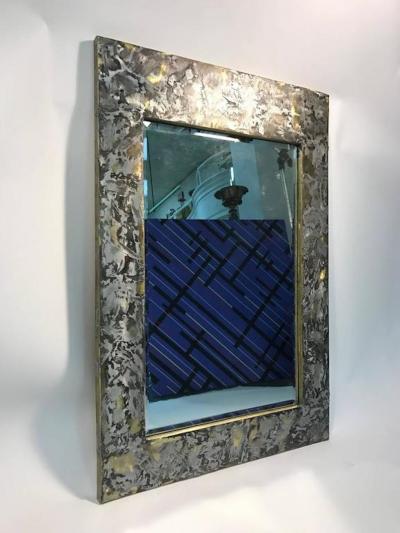 Paul Evans Phenomenal Mixed Metal Brutalist Wall Mirror in the Manner of Paul Evans