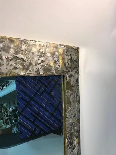 Paul Evans Phenomenal Mixed Metal Brutalist Wall Mirror in the Manner of Paul Evans
