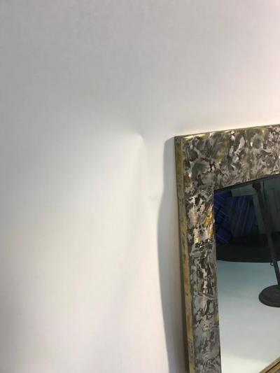 Paul Evans Phenomenal Mixed Metal Brutalist Wall Mirror in the Manner of Paul Evans