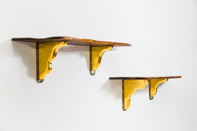 Paul Evans Phillip Lloyd Powell Pair of Wall Mounted Walnut Shelves