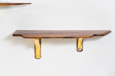 Paul Evans Phillip Lloyd Powell Pair of Wall Mounted Walnut Shelves