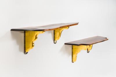 Paul Evans Phillip Lloyd Powell Pair of Wall Mounted Walnut Shelves