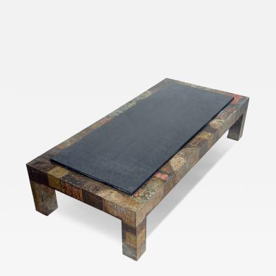 Paul Evans Phillip Lloyd Powell Paul Evans Patchwork Coffee Table w Slate Top 1970