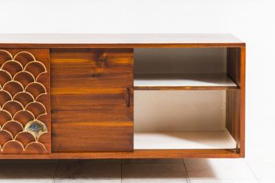 Paul Evans Phillip Lloyd Powell Paul Evans Phillip Lloyd Powell Hanging Cabinet w Fish Scale Screen USA