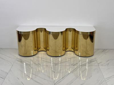 Paul Evans Rare Paul Evans Cylindrical Console Wavy Front Credenza C 1980s