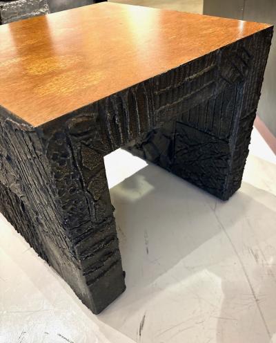 Paul Evans Rare Sculpted Bronze Side Table by Paul Evans for Directional
