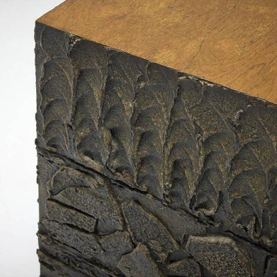 Paul Evans Rare Sculpted Bronze Side Table by Paul Evans for Directional