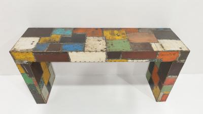 Paul Evans Reclaimed Aluminum Patchwork Console from the Jim Carrey Collection