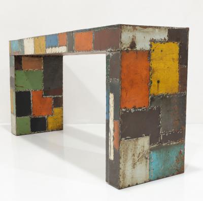 Paul Evans Reclaimed Aluminum Patchwork Console from the Jim Carrey Collection