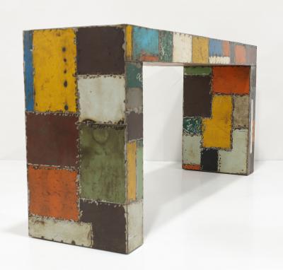 Paul Evans Reclaimed Aluminum Patchwork Console from the Jim Carrey Collection
