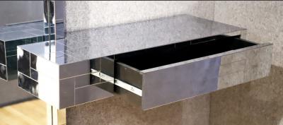 Paul Evans SIGNED PAUL EVANS CHROME CITYSCAPE MIRROR WITH FLOATING CONSOLE