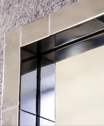 Paul Evans SIGNED PAUL EVANS CHROME CITYSCAPE MIRROR WITH FLOATING CONSOLE