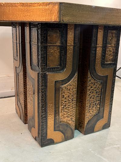 Paul Evans STYLE OF PAUL EVANS BRUTALIST DECO REVIVAL METAL DESIGN TABLE