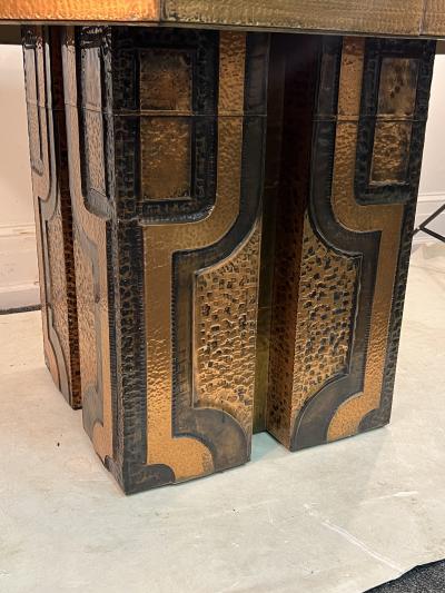 Paul Evans STYLE OF PAUL EVANS BRUTALIST DECO REVIVAL METAL DESIGN TABLE