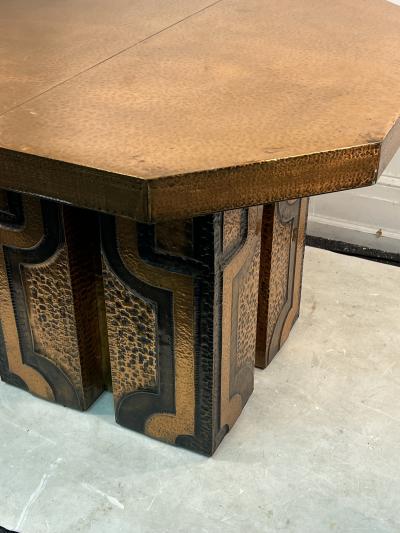 Paul Evans STYLE OF PAUL EVANS BRUTALIST DECO REVIVAL METAL DESIGN TABLE