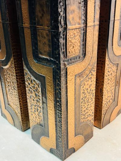 Paul Evans STYLE OF PAUL EVANS BRUTALIST DECO REVIVAL METAL DESIGN TABLE