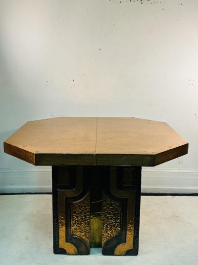 Paul Evans STYLE OF PAUL EVANS BRUTALIST DECO REVIVAL METAL DESIGN TABLE