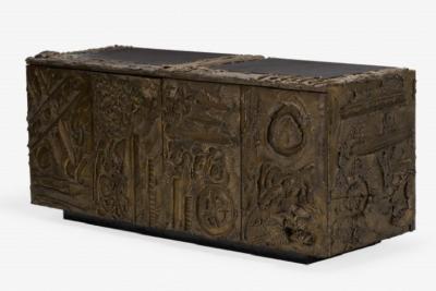 Paul Evans Sculped and Patinated Bronze Credenza by Paul Evans for Directional