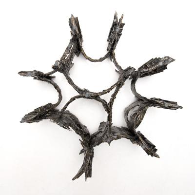 Paul Evans Sculpted Bronze Brutalist Glass Top Coffee Table for Directional 1969