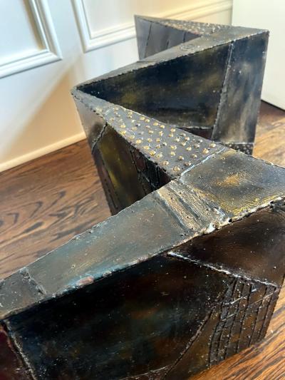 Paul Evans Sculpted Steel Zigzag Coffee Table Base by Paul Evans for Directional