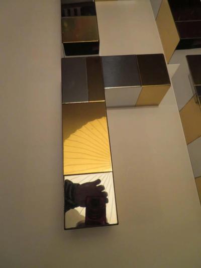 Paul Evans Set Paul Evans for Directional Chrome Brass Cityscape Shelf Brackets Console