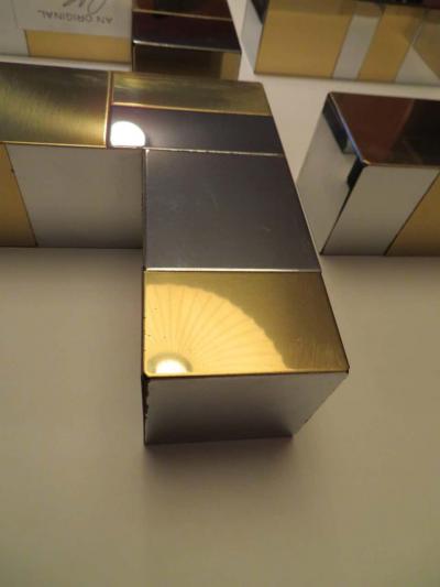 Paul Evans Set Paul Evans for Directional Chrome Brass Cityscape Shelf Brackets Console
